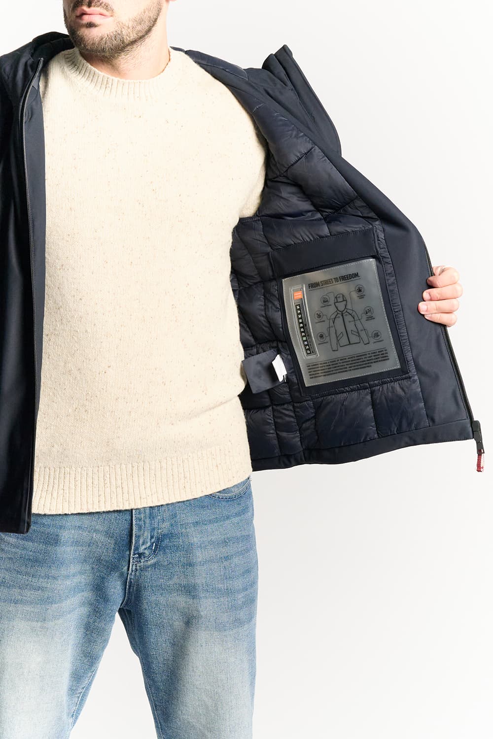 Korte Blauwe Thermojack voor Mannen