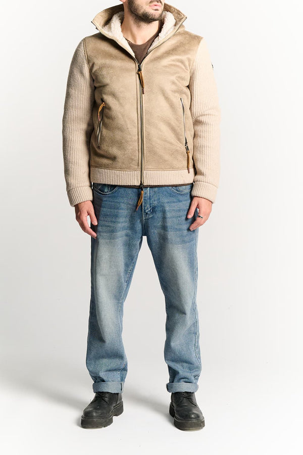 Beige Wool Blend Jacket with Hood