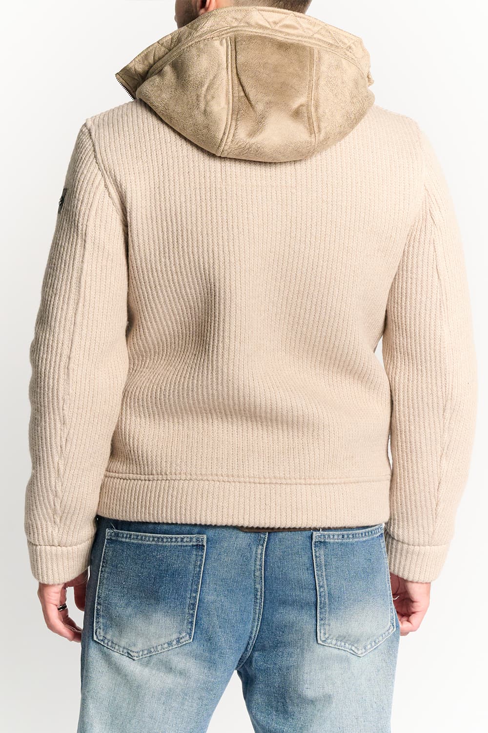 Beige Wool Blend Jacket with Hood