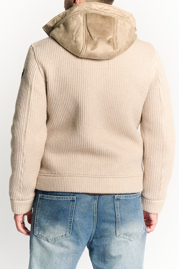 Beige Wool Blend Jacket with Hood