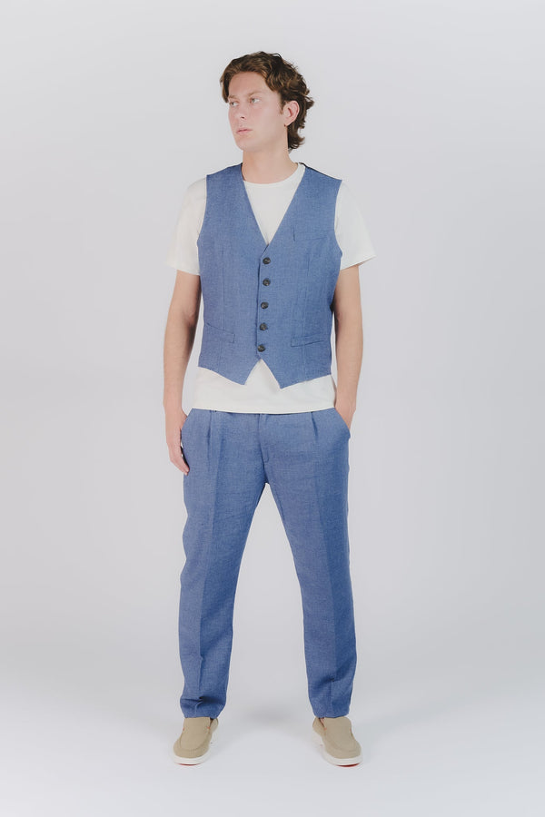 Elegant Melange Blue Pants