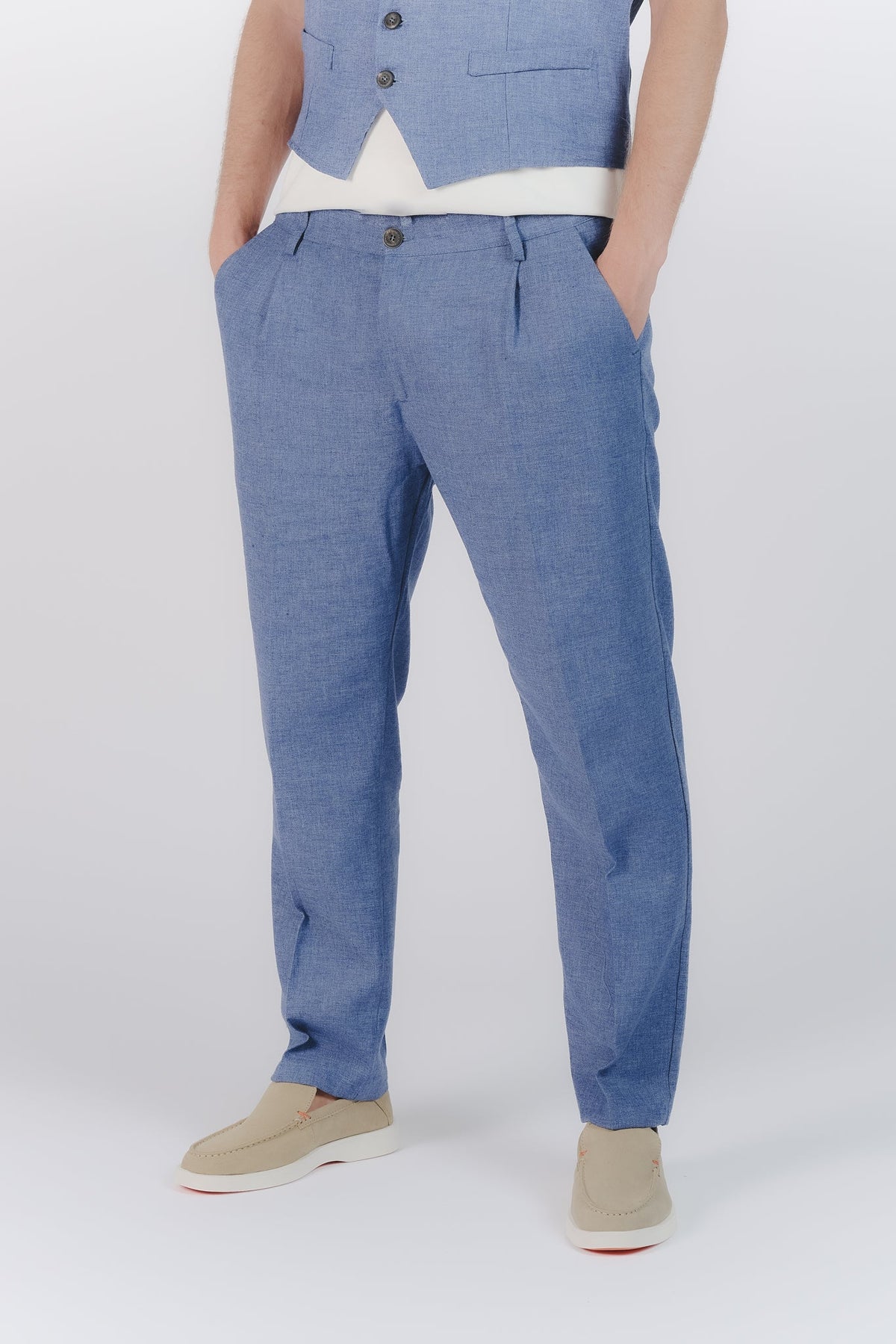 Pantaloni Eleganti Melange Bluette