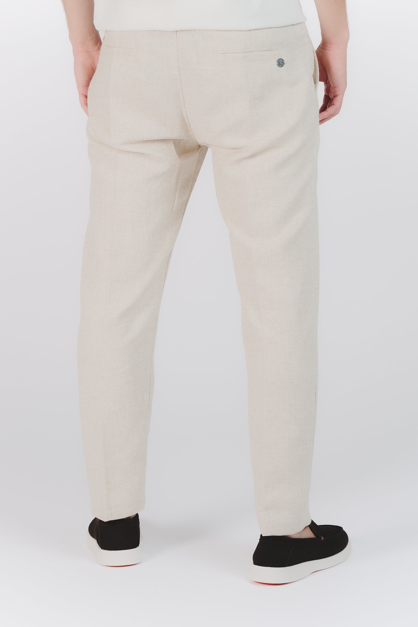 Beige Melange Elegant Pants