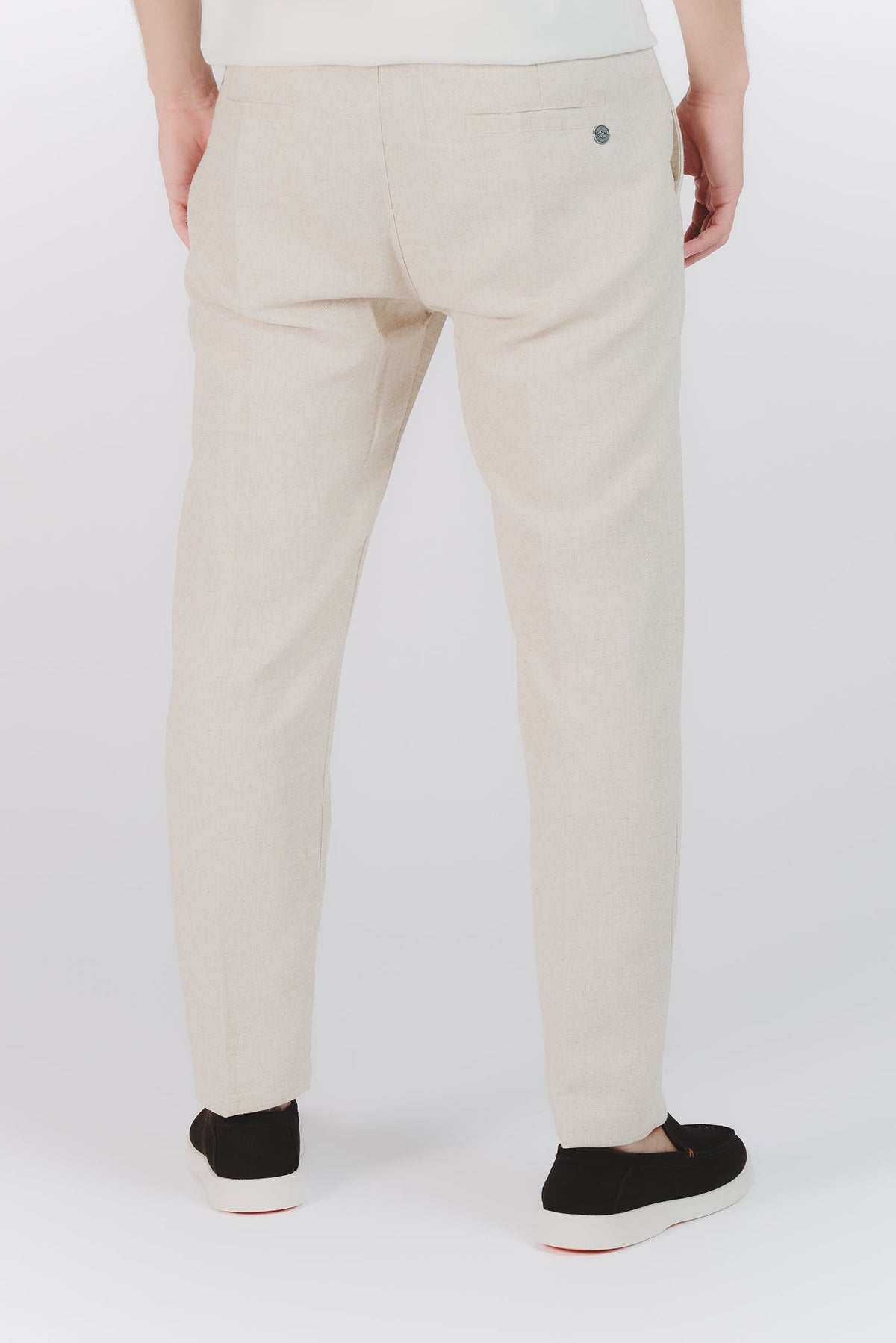 Beige melange elegantní kalhoty