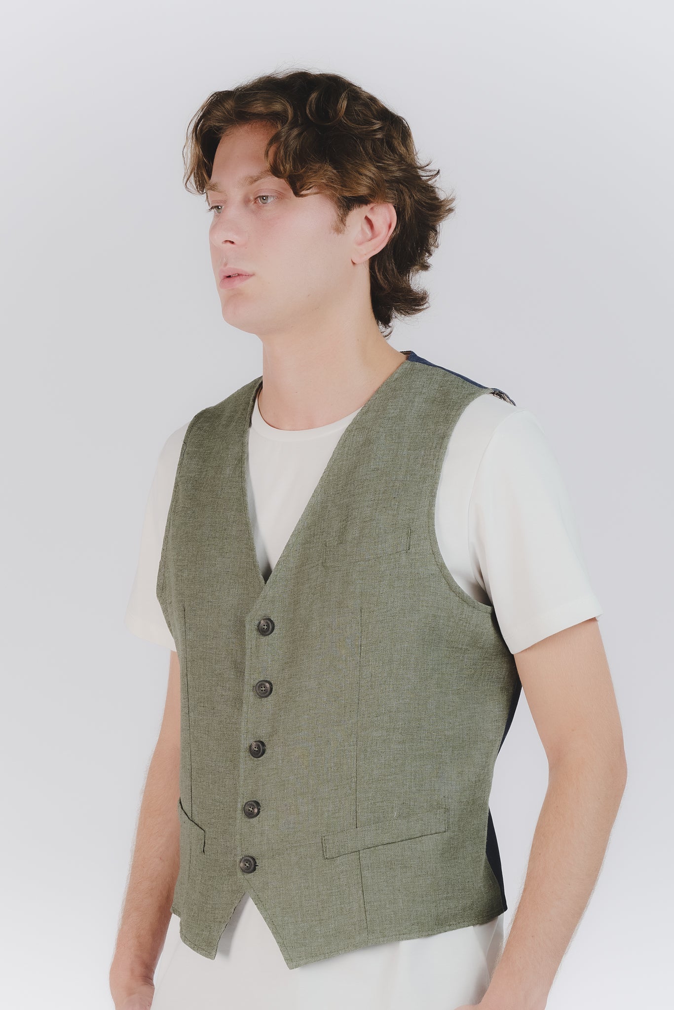 Men's Melange Green Waistcoat