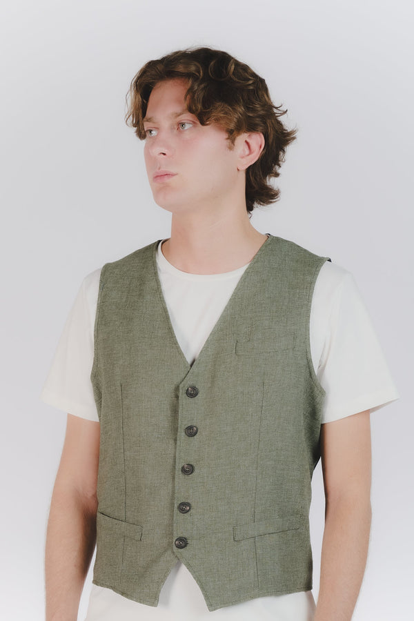 Heren Melange Groene Gilet