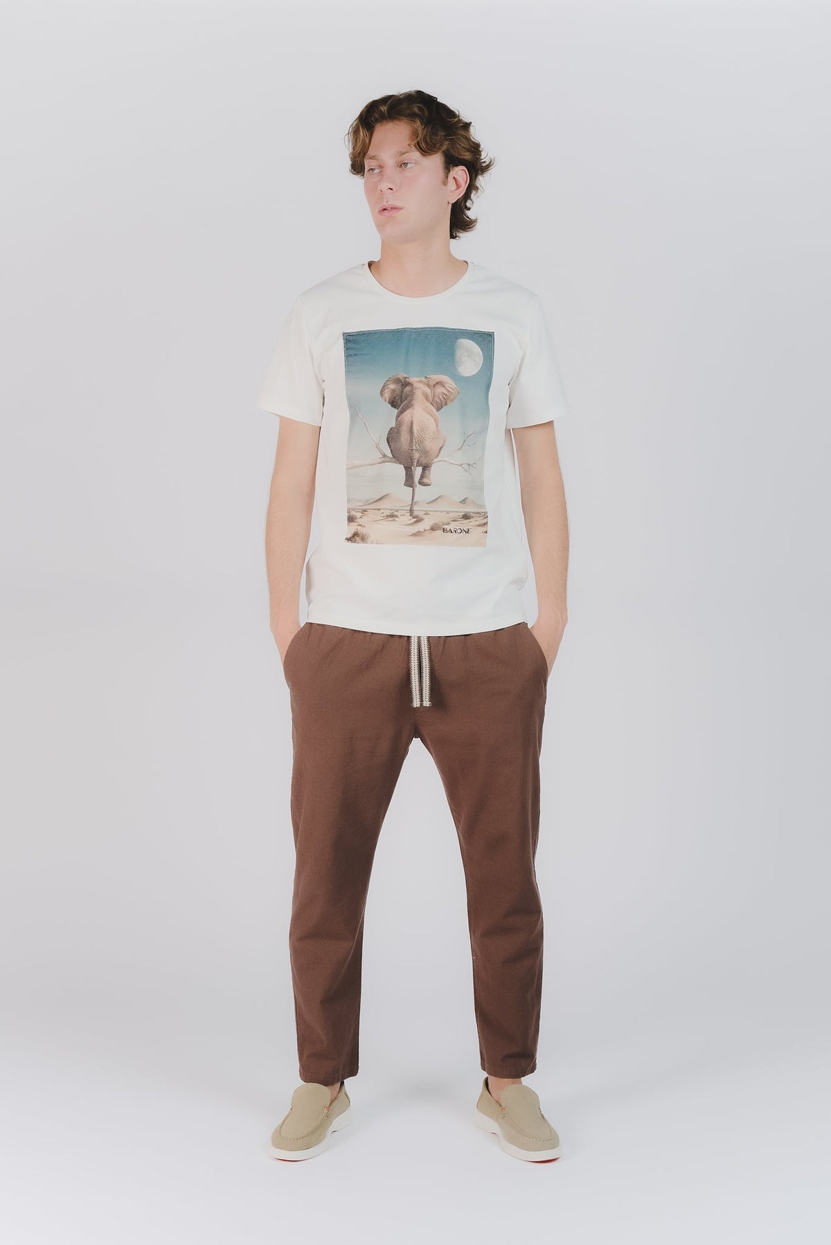 Chocolate Elastic Linen Pants