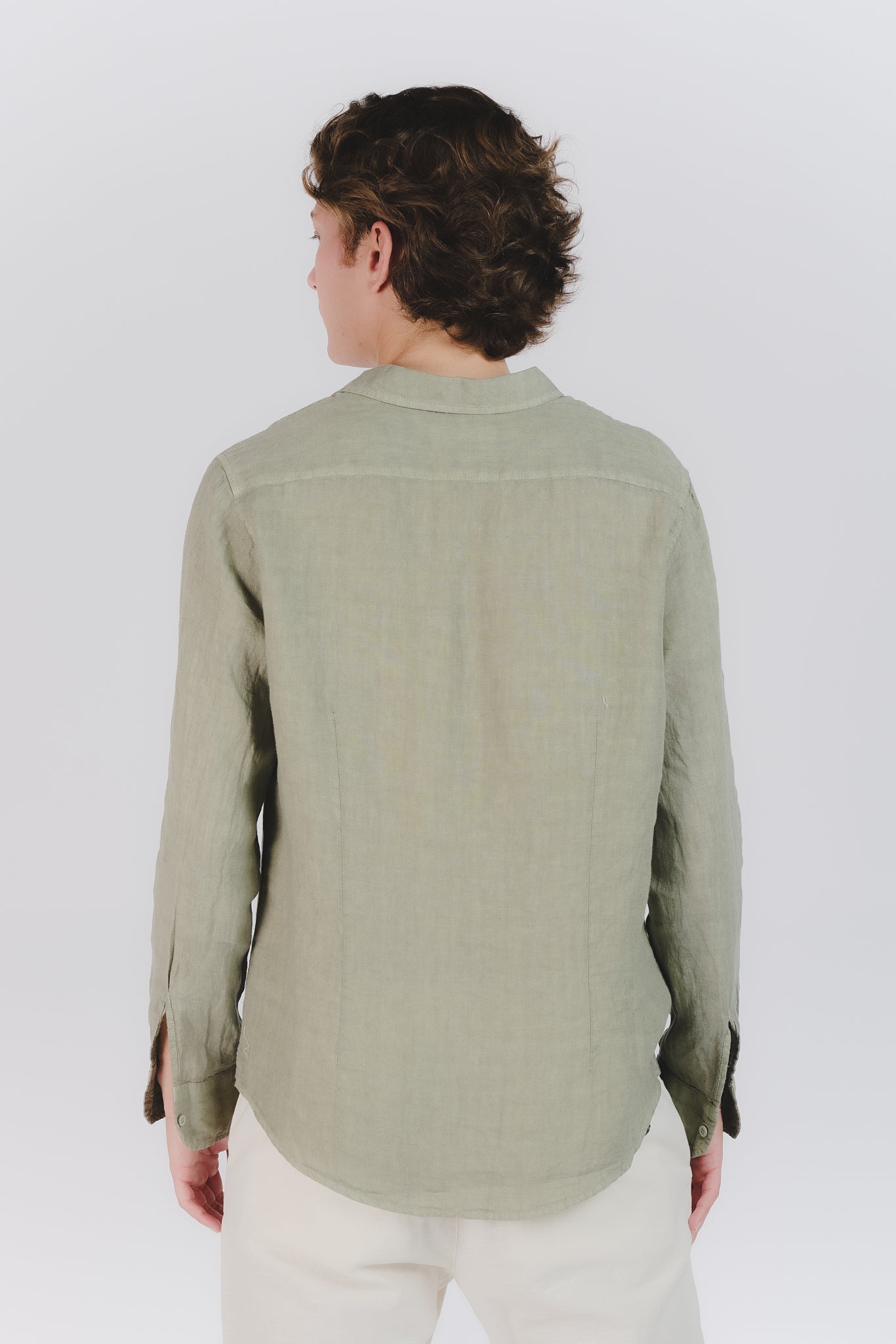 Men's Military Green Linen Shirt