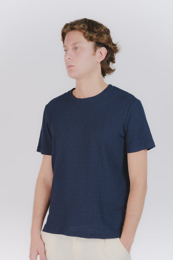 T-shirt texturé bleu pour homme