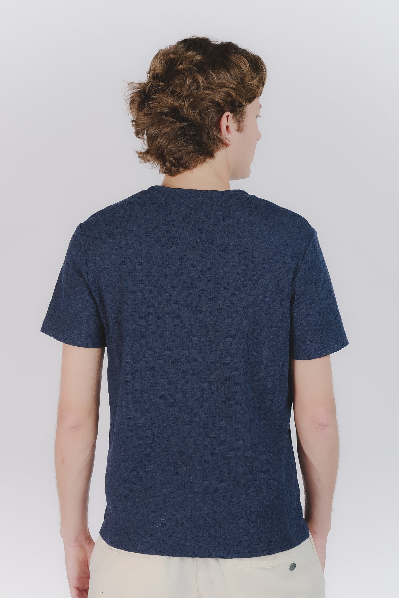 Men's Blue Textured T-shirt