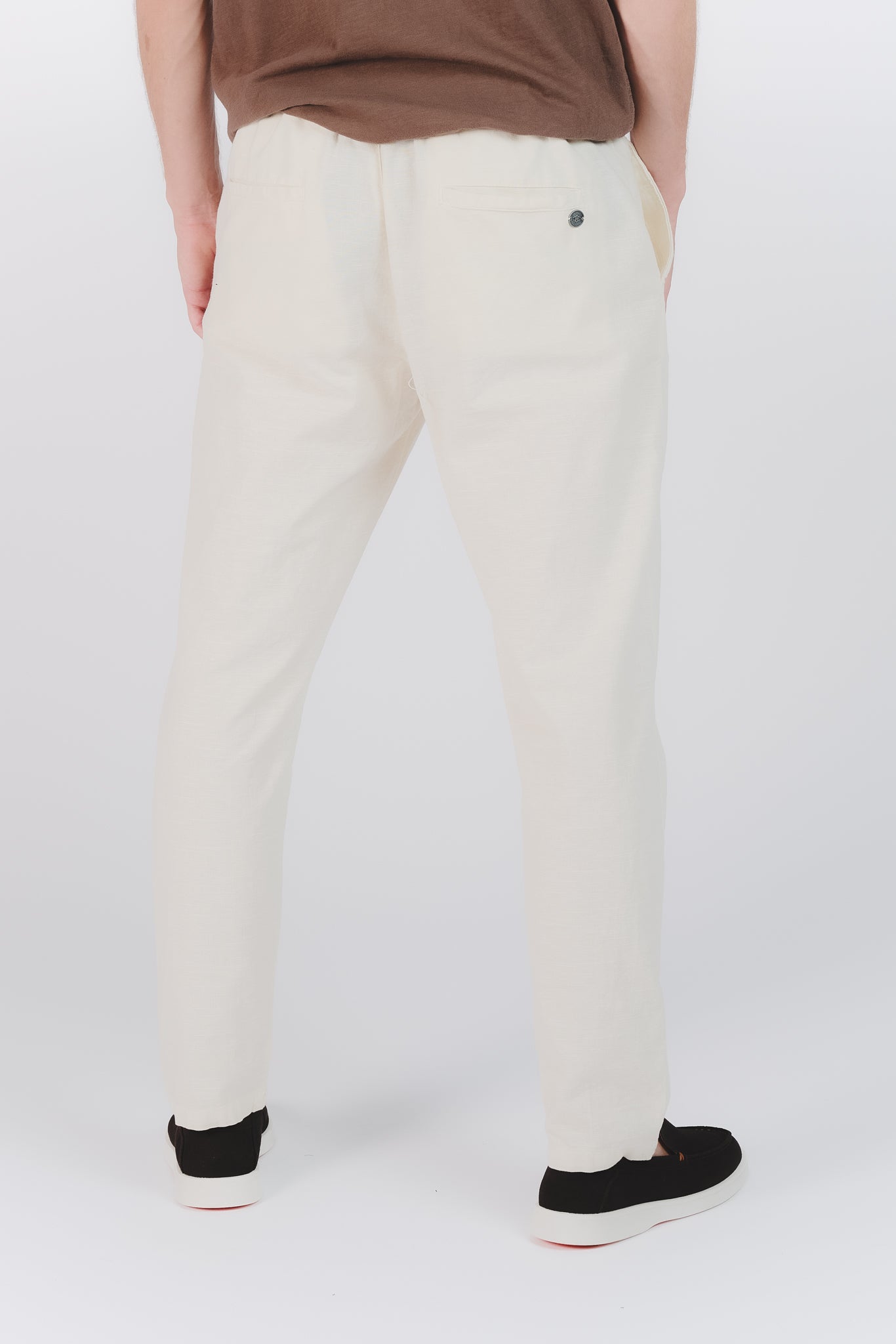 Linen Pants with Cream Button