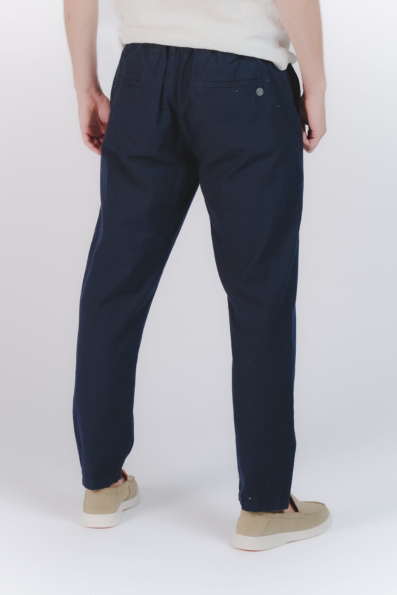 Blue Button Linen Pants