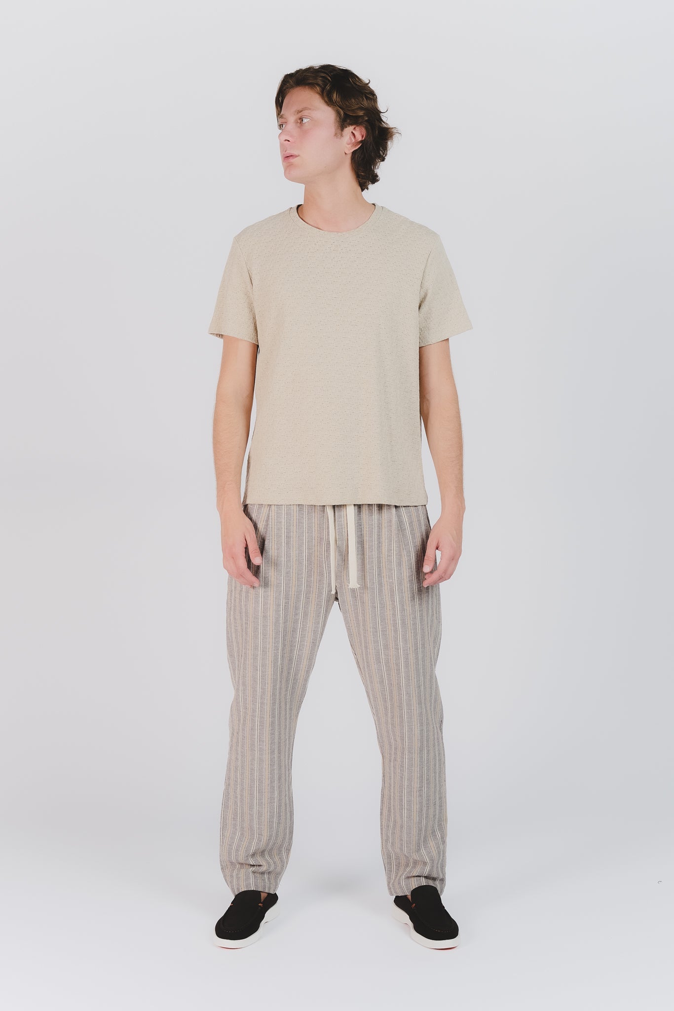 Beige Textured Men's T-shirt
