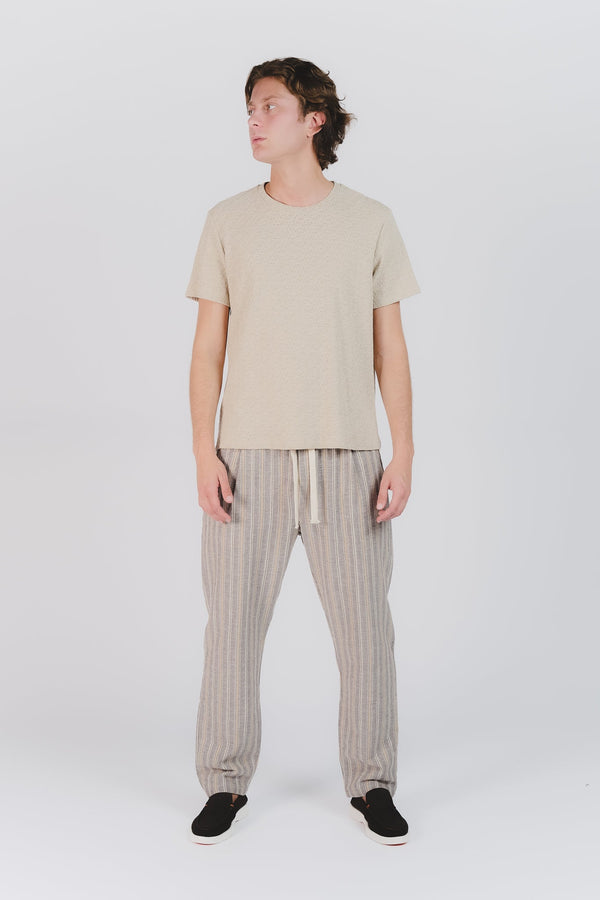 Beige Textured Men's T-shirt