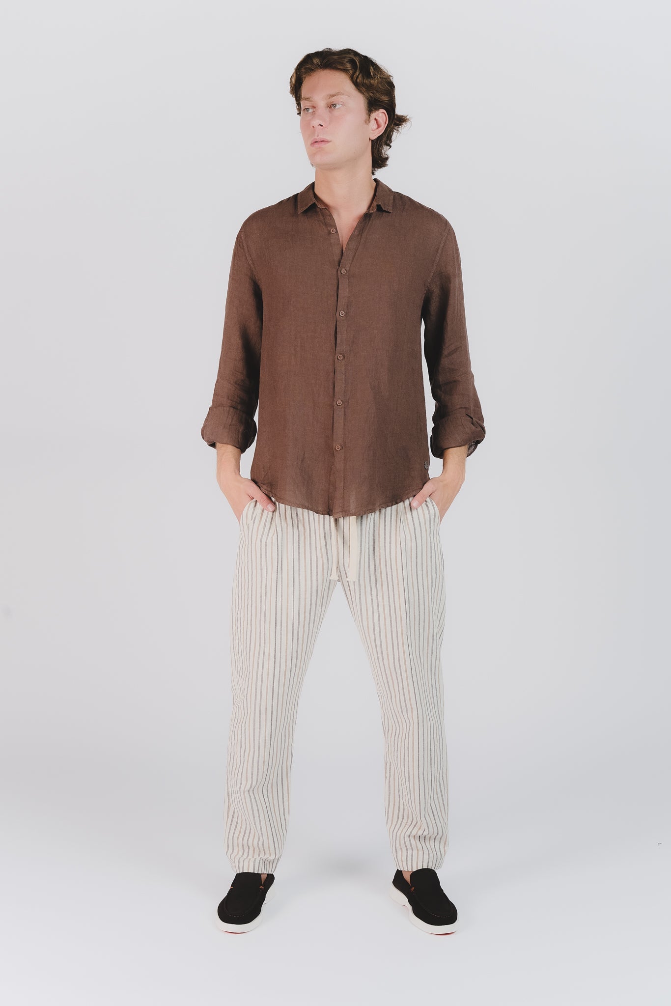 Men's Chocolate Linen Shirt