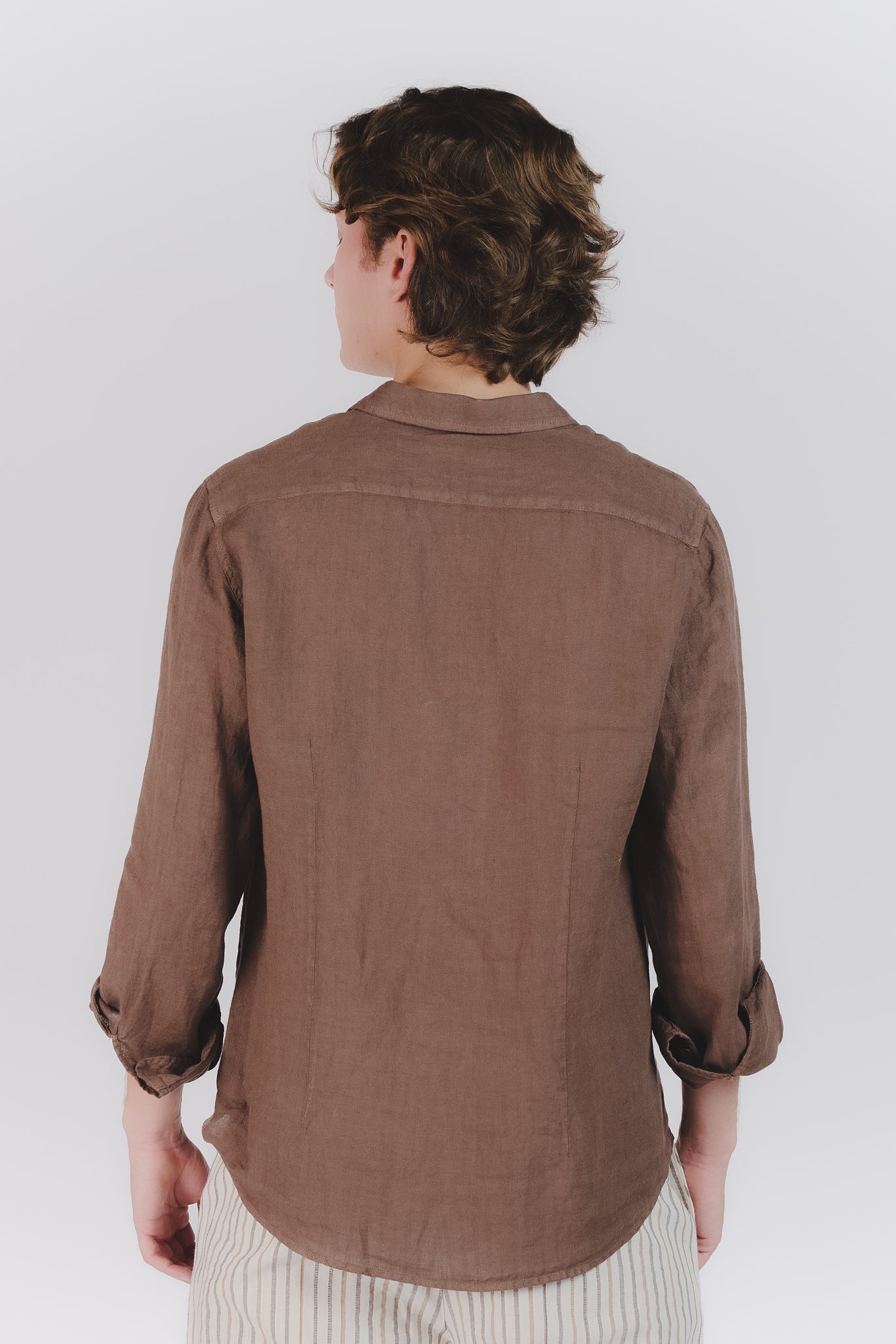 Men's Chocolate Linen Shirt