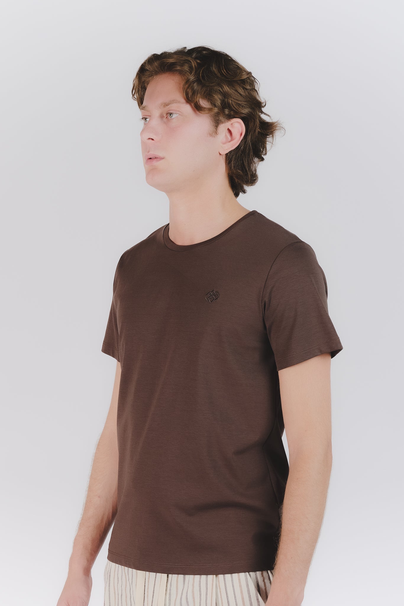 Barone T-shirt Chocolate Front Embroidery