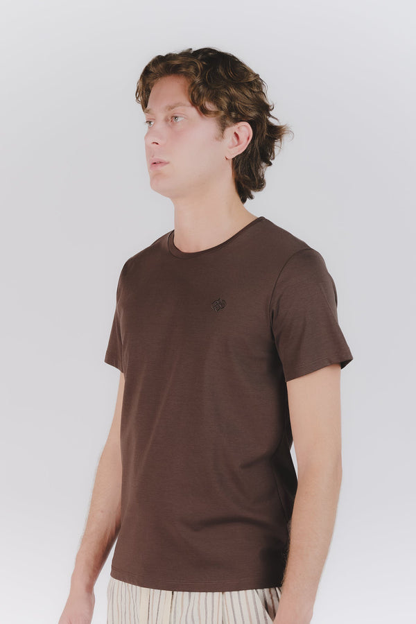 T-shirt Barone Ricamo Fronte Cioccolato
