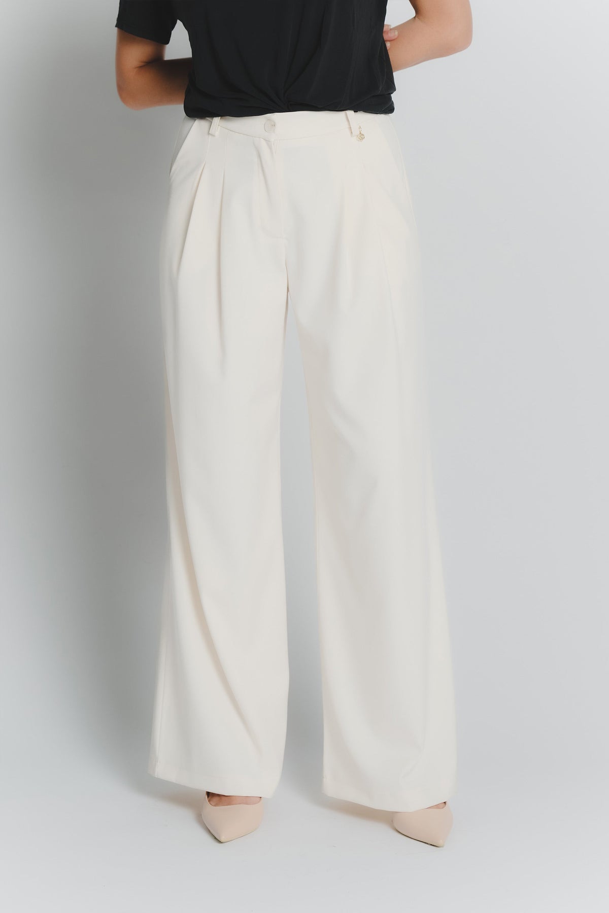Women's Cream Palazzo Pants