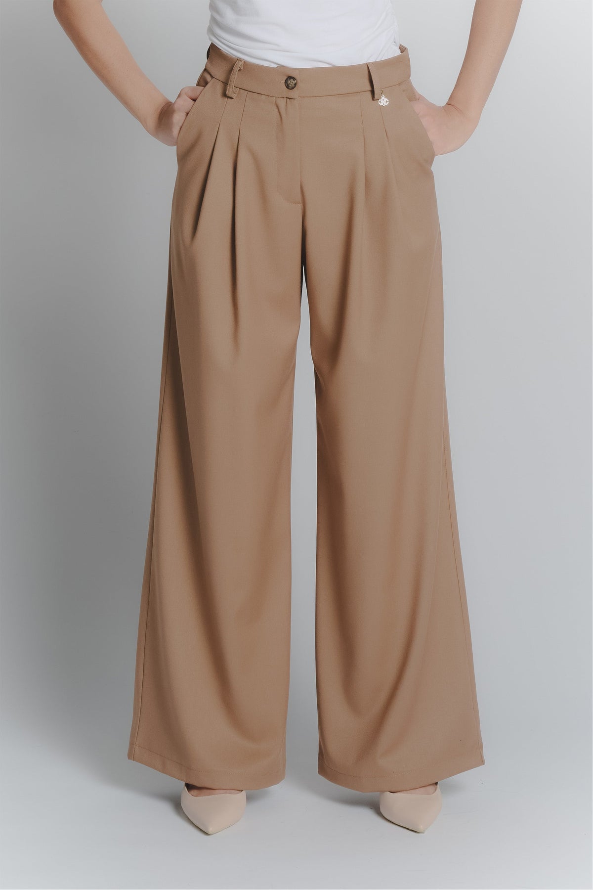Pantalon Palazzo Camel pour Femmes