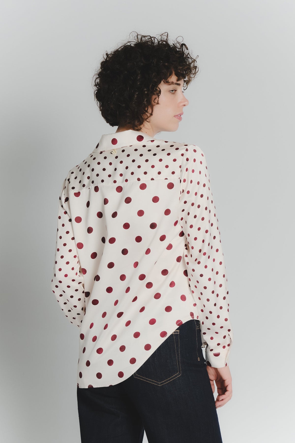 Camicia a Pois Avorio Rosso Fiorentino Donna