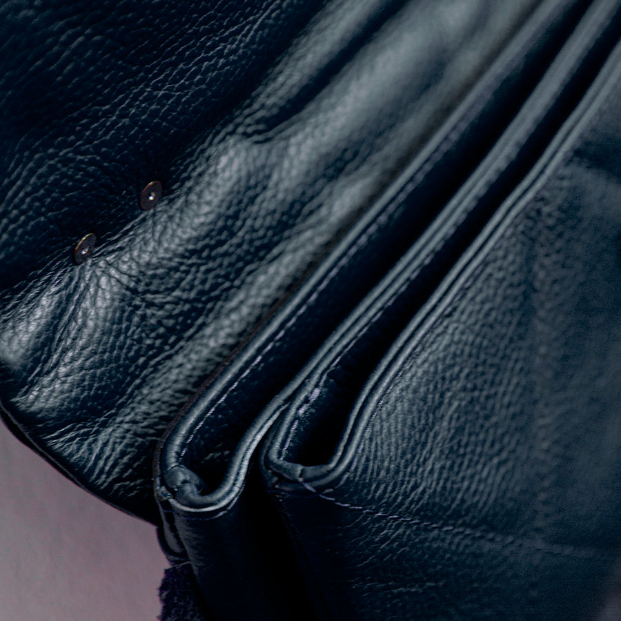BEES - Blue Leather Clutch with Fringes
