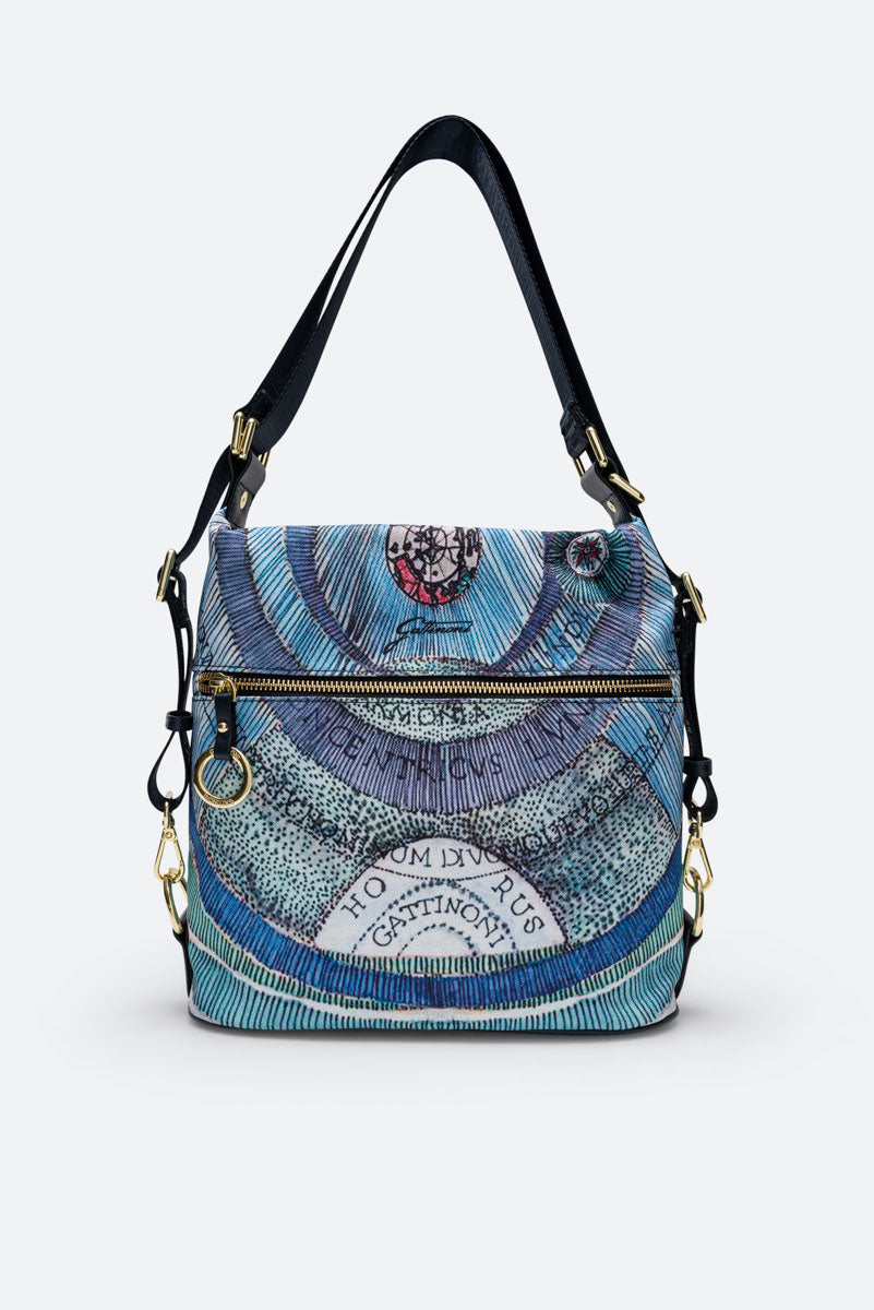 Maya Backpack/Hobo Nylon/Leather Acquamarine/Dk Navy