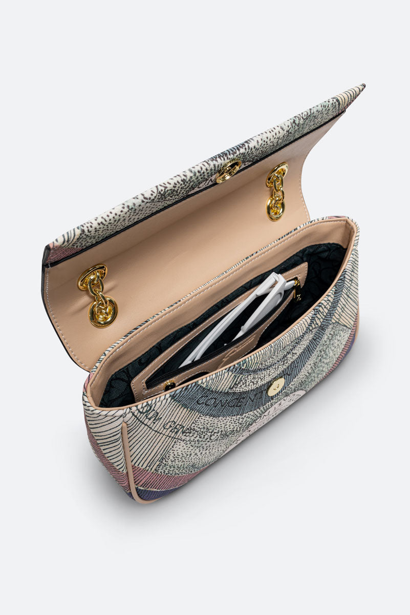 Planetarium Watercolor Flap Bag with Chain