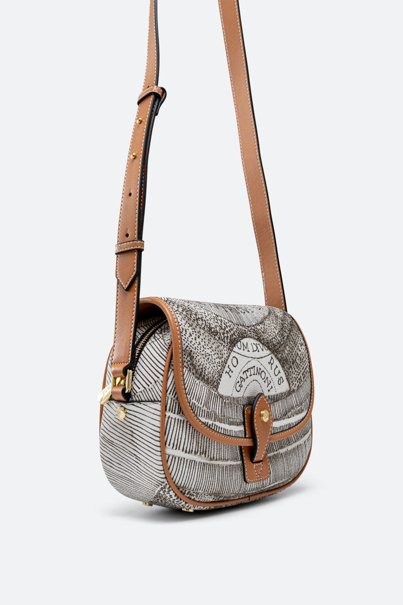Crossbody with flap Planetarium Ink Sepia