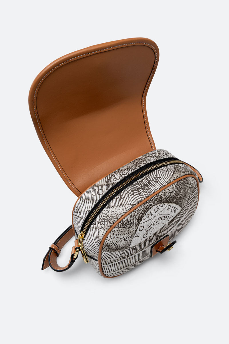 Crossbody with flap Planetarium Ink Sepia