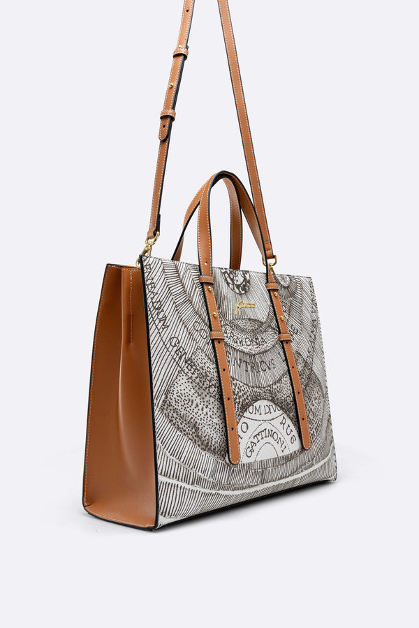 Large Planetarium Ink Sepia Handbag