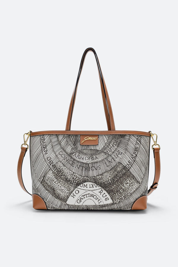 Planetarium S. Shopping PVC Planetarium/Leather Ink Sepia/Lt Tan