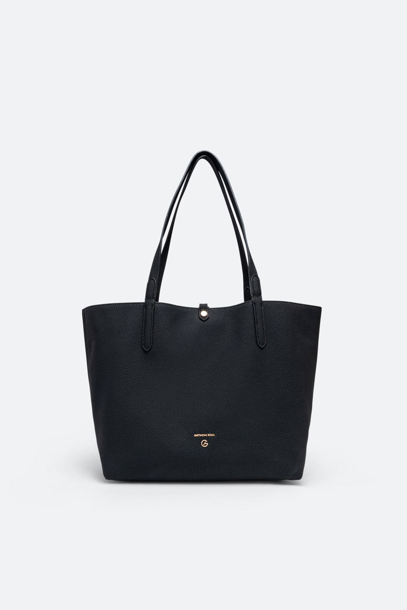 Bolso de hombro reversible Teodosia textura negra