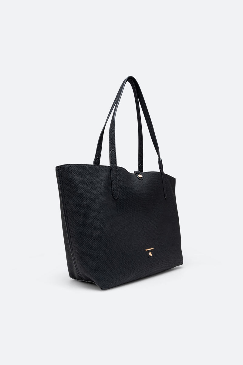 Bolso de hombro reversible Teodosia textura negra