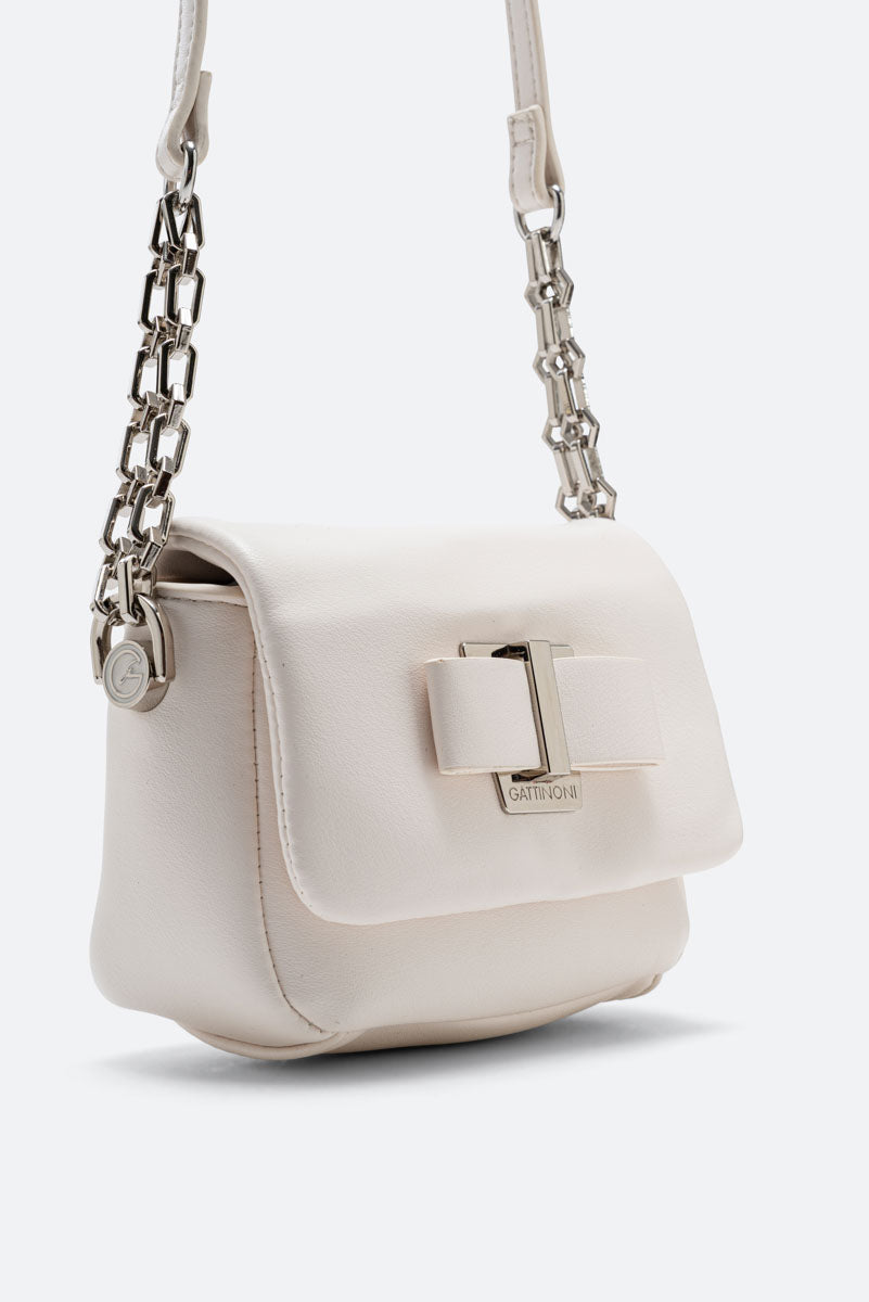 White Bow Flap Bag