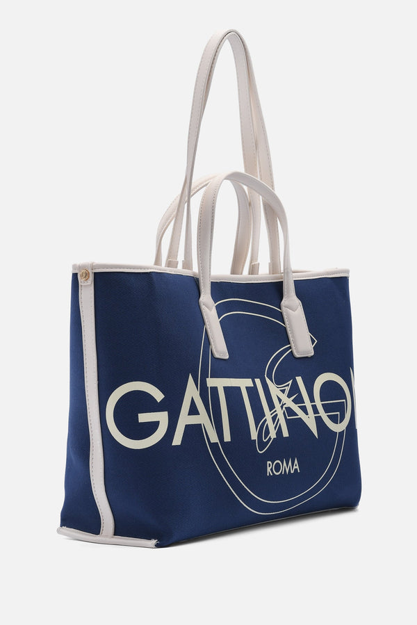 Sac de shopping I Am Logo grand en coton bleu