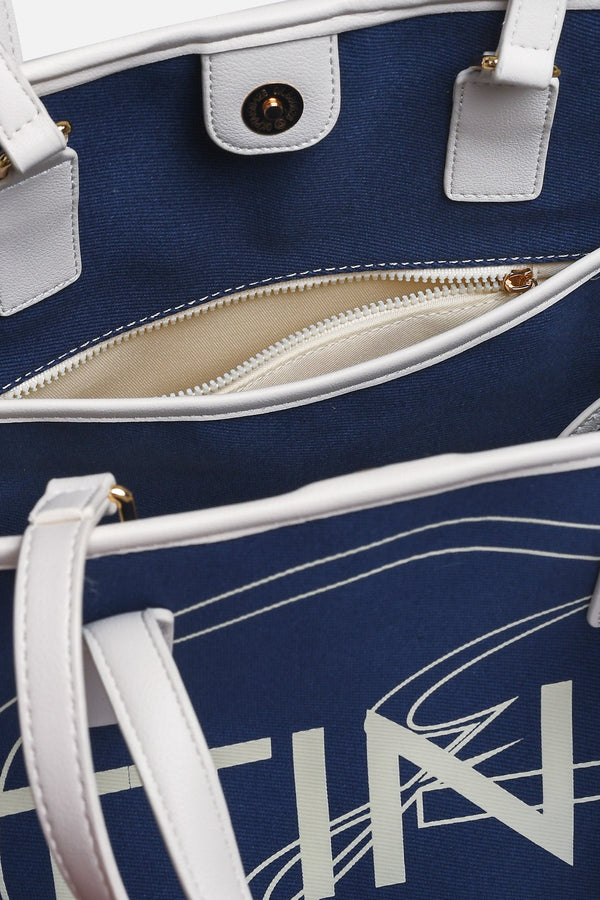 Sac de shopping I Am Logo grand en coton bleu