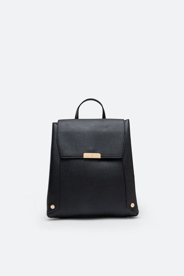 Roomy PU Black Backpack