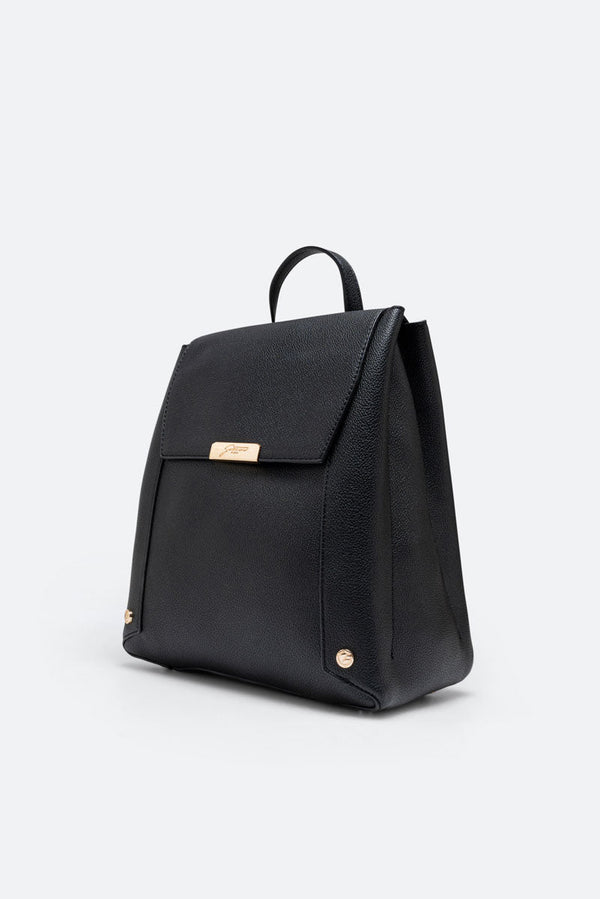 Roomy PU Black Backpack