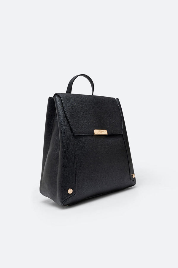 Roomy PU Black Backpack