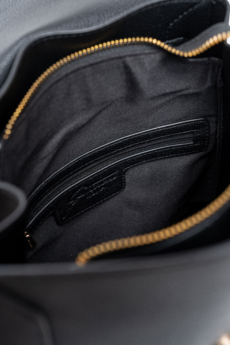 Roomy PU Black Backpack