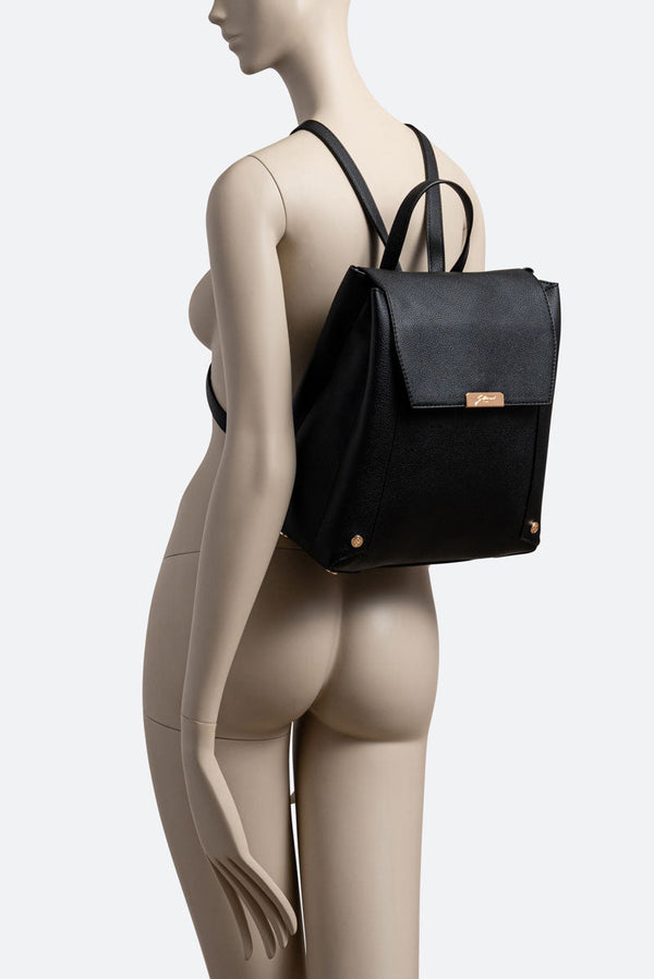 Roomy PU Black Backpack