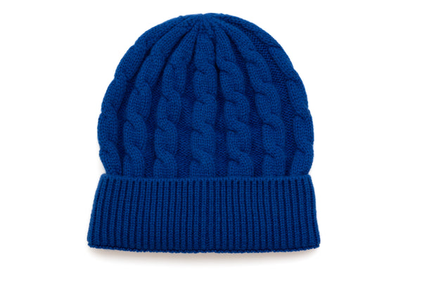 Electric blue knitted cashmere hat