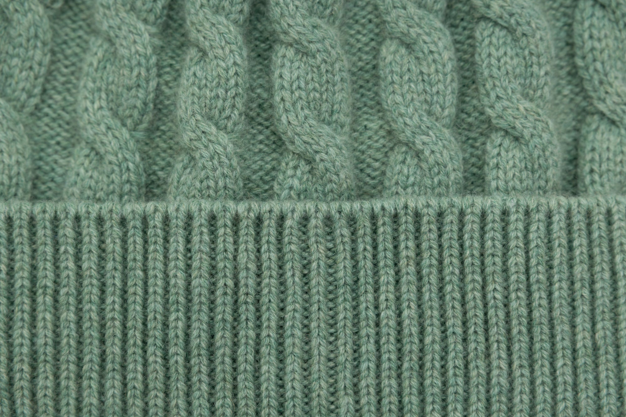 Woven sage green cashmere hat