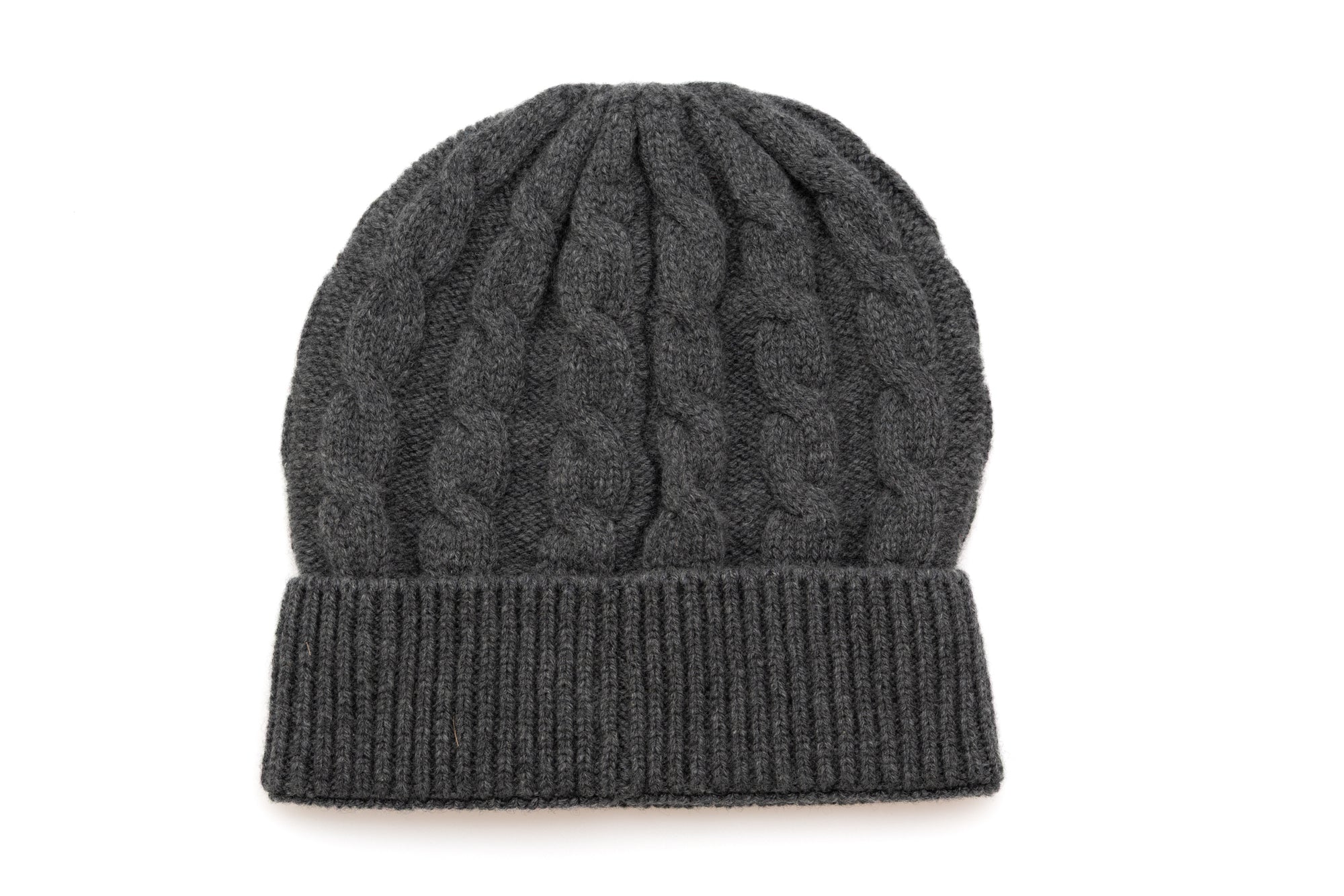 Charcoal braided cashmere beanie