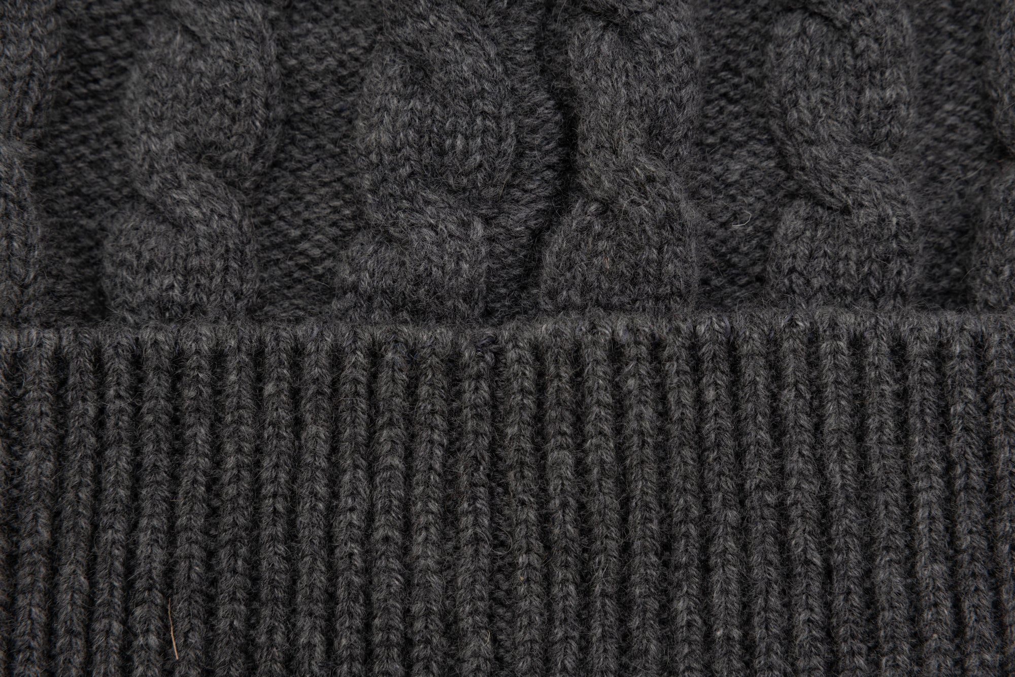 Charcoal braided cashmere beanie