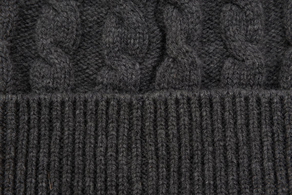 Charcoal braided cashmere beanie