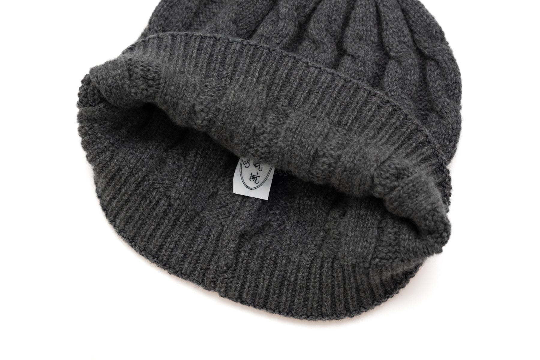 Charcoal braided cashmere beanie