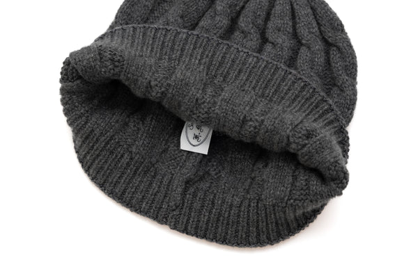 Charcoal braided cashmere beanie