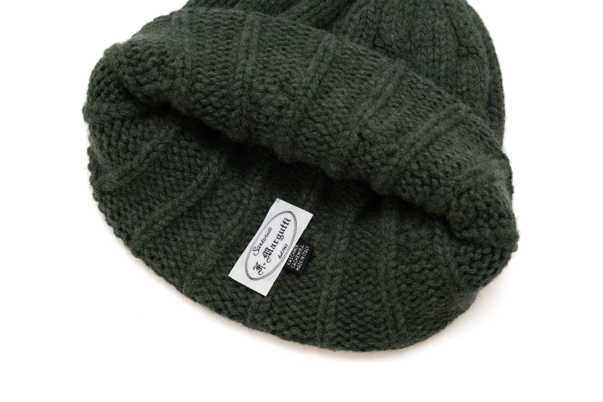 Olive Green Woven Cashmere Beanie